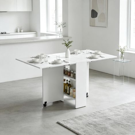 Table à manger pliable sur roulettes, table d'appoint mobile compacte, table basse pratique (lot de 1) (1/5)