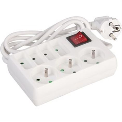 Bloc multiprises 7 prises avec interrupteur 3G1mm² 3x2P+T 10/16A et 4x2P 6A