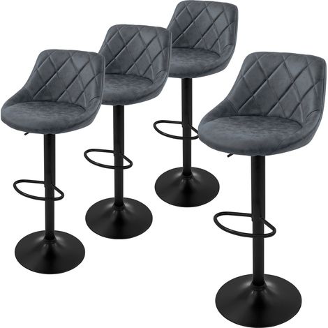 ML-Design Barhocker 4er Set, Bezug aus Kunstleder, Anthrazit, Gepolsterter Barstuhl mit Rückenlehne und Fußstütze, Tresenhocker höhenverstellbar, 360° drehbar, Bistrohocker Hocker Drehstuhl Barstühle
