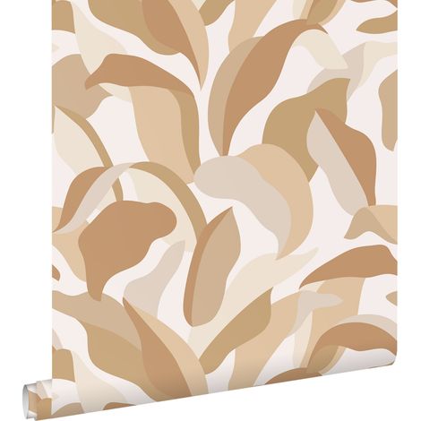 papier peint feuilles tropicales beige et terracotta  - ESTAhome (1/5)