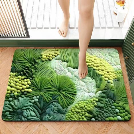 Diatomeenerde-Badematte 40 x 60 cm – Ultra-schnelle Absorption, schnelles Trocknen, rutschfest und maschinenwaschbar – Bodenmatte für Badezimmer, WC oder Dusche-lsw