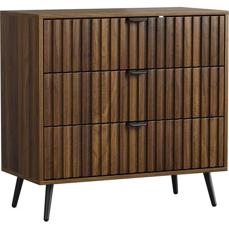 Commode à 3 tiroirs, armoire moderne, meuble de rangement en bois, meuble de rangement pour coiffeuse, adaptée au salon, à la chambre et à l'entrée, couleur bois noyer (1/5)
