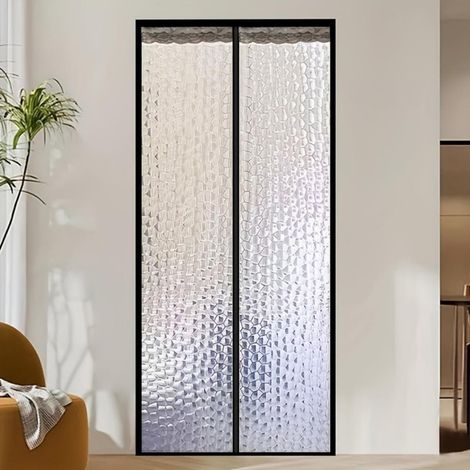 Rideau de porte magnétique isolant, coupe-vent et isolant thermique, 100 x 210 cm, noir style Water Cube.