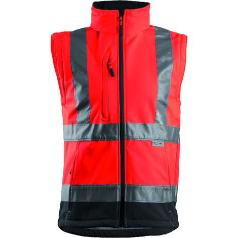 Veste softshell haute visibilité 2en1 Bicolore Coverguard Station manches amovibles Rouge / Noir XL (1/5)