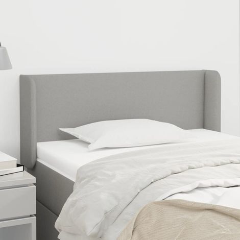 vidaXL Tête de lit avec oreilles Gris clair 93x16x78/88 cm Tissu (1/5)