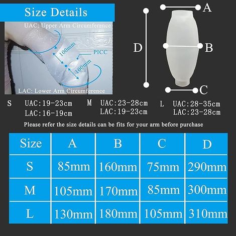 Housse de protection imperméable pour adulte PICC Line pour chimiothérapie, bras central Elbow pour adulte et enfant (S) (1/5)