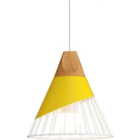 Suspension Plafonnier Métal E27 - Lampe Suspendue Industrielle Vintage Jaune pour Salon, Cuisine, Bureau - Moderne & Pratique