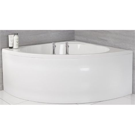 Milano Newby White Bathroom Reversible Corner Bath with Panel - 1350mm x 1350mm