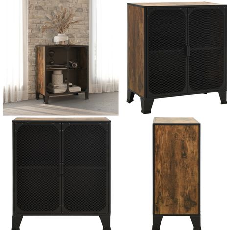 Armoire de rangement Marron rustique 72x36x82 cm Métal et MDF - Meuble De Rangement - Armoire De Rangement - Meuble Industriel - Armoire Métallique - Armoire Design - Home & Living