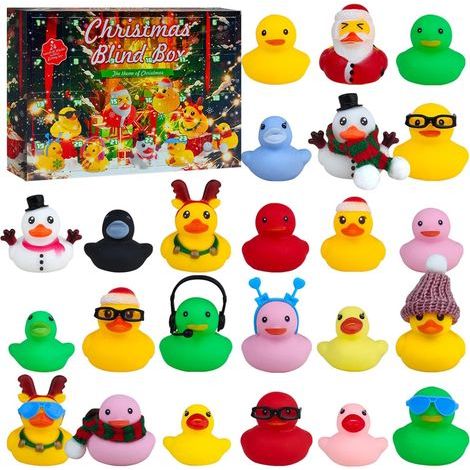 Calendrier de l'Avent 2026 pour enfants – Calendrier de l'Avent 2024 – Motif canard en caoutchouc – Compte à rebours en caoutchouc