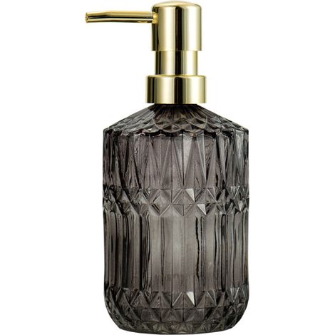 1 distributeur de savon en verre, 400 ml, design diamant, pompe chromée, pour salle de bain cuisine gel hydroalcoolique (1/5)