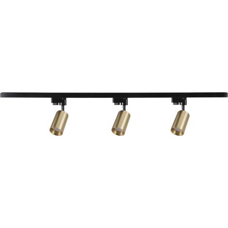 Rail 1 phase 1m 3 spots GU10 alu or/noir Polux Maribel (1/5)