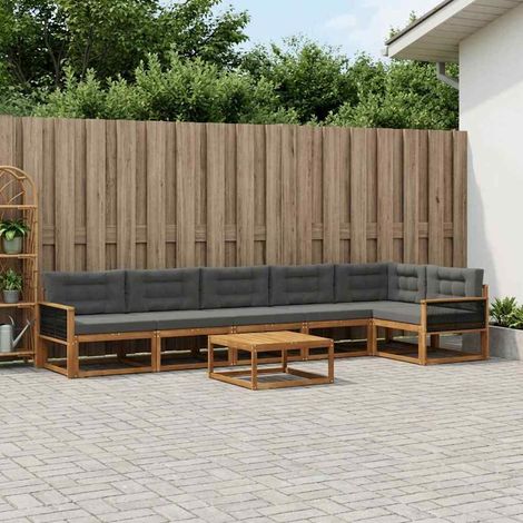vidaXL Outdoor-Sofagarnitur mit Kissen 7 pcs Natur und Anthrazit (1/5)
