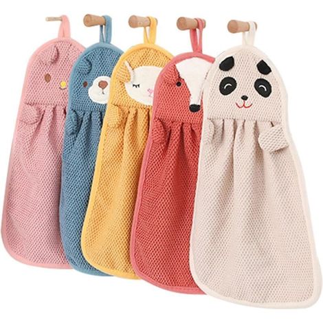 Asciugamani da cucina e bagno – Set di 5 asciugamani in morbido cotone, ad asciugatura rapida, ad alta assorbenza, 36 x 23 cm