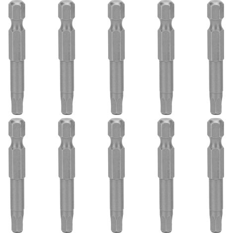 Paquete de 10 puntas de destornillador hexagonales magnéticas con cabezas endurecidas de acero aleado S2 - Suministros industriales (1/5)