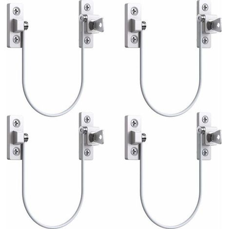 4pcs Entrebâilleur Fenêtre Porte Restricteur de Porte de Fenêtre Verrou Fenetre UPVC Verrouillage de Limite Verrou de Sécurité Câble Serrure de Limite Avec Clé et Vis-- (1/5)