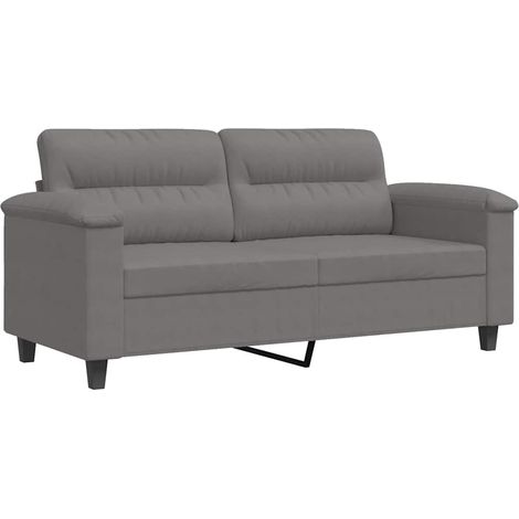 Canapé Sofa à 2 places Gris foncé 140 cm Tissu microfibre (1/5)