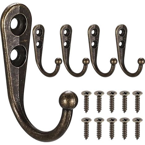 Wandhaken (3er-Pack), bronzefarbene Wandgarderobe, Wandhaken mit Schrauben, Vintage-Metallgarderobenhaken, Retro-Garderobe für Schlafzimmer und Badezimmer (1/5)