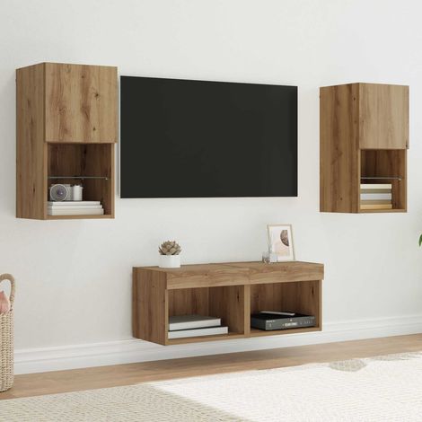 TV-Wandregale Wandmontiert 4 pcs Artisan-Eiche Holzwerkstoff