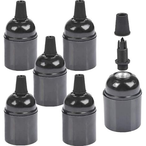 Lot de 6 douilles en bakélite E26/E27, douilles à vis style vintage pour ampoules de plafond. (1/5)