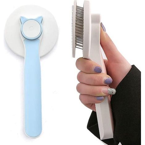 Spazzola per cani e gatti - Spazzole autopulenti anti-pelo morto per cani e gatti - Accessorio per animali a pelo lungo o corto - Non strappa il pelo per una toelettatura facile - Blu (1/5)