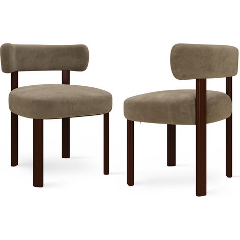 COLAMY Chaise DCW19-KHA-FB - Lot 2 Chaises de salle à manger en bois massif – design épuré et chaleureux - marron clair