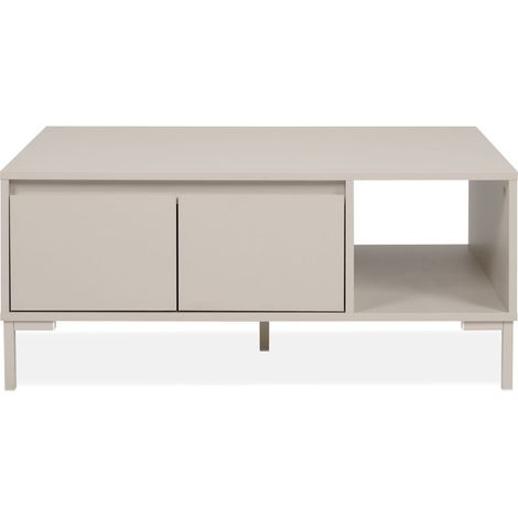 Table basse 2 portes 1 niche beige 100 cm - Ronda