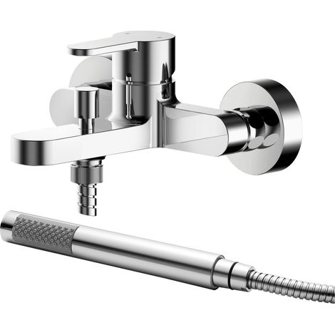 Balterley Consall Contemporary Wall Mount Round Bath Shower Mixer Tap with Shower Kit - Chrome