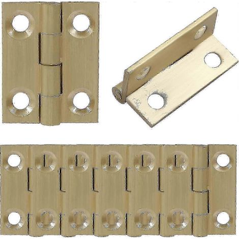 Lot de 8 mini charnières en laiton massif de 2,5 cm (1 pouce) pour meubles, tiroirs et boîtes en bois. (1/5)