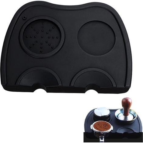 Tasseur à café en silicone - Tasseur expresso - Tasseur à café - Outil de barista - Accessoires pour machine à expresso - Antidérapant - Facile à nettoyer - Noir (1/5)