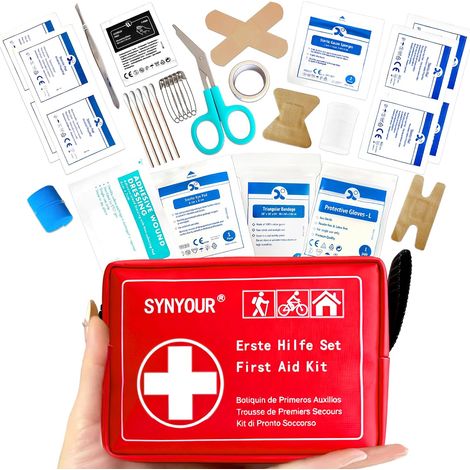 Trousse de Secours Mini, 80 Pièces Trousses Premiers Secours, Petite Trousse Pharmacie pour Voyage Randonnée Camping Voiture Velo Maison Enfant Travail (1/5)