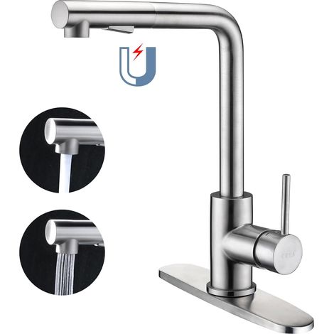 Robinet Cuisine Douchette ,Mitigeur Cuisine Douchette Extractible Rotatif à 360°, Robinet avec Douchette Extractible, 2 modes de pulvérisation (1/5)
