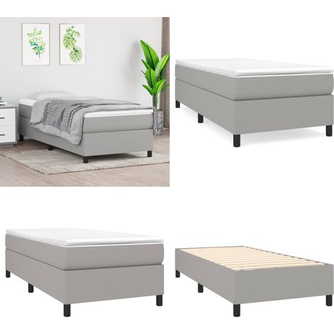 Bettgestell ohne Matratze Hellgrau 100x200 cm Stoff - Bettes Gestell - Holzrahmen Bett - Doppelbett - Boxspringbetten - Lattenrost - Home & Living (1/5)