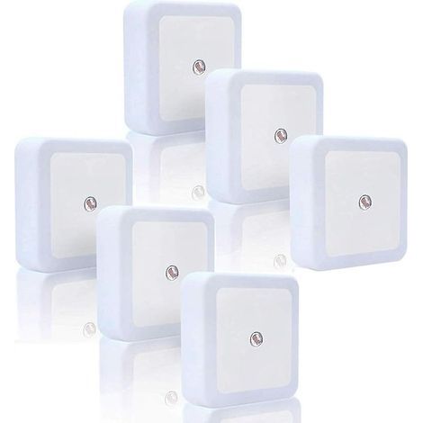 6 pièces Veilleuse LED, Blanc froid Veilleuse à économie d'énergie avec capteur intelligent Marche/Arrêt automatique à brancher dans le mur Veilleuse (6 pièces Blanc froid) (1/5)