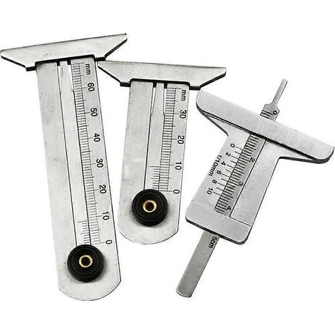 Righello in acciaio inox per la misurazione del battistrada, strumento per misurare altezza e profondità degli pneumatici di sicurezza (scalpello in acciaio inox da 0 a 50 mm) (1/5)