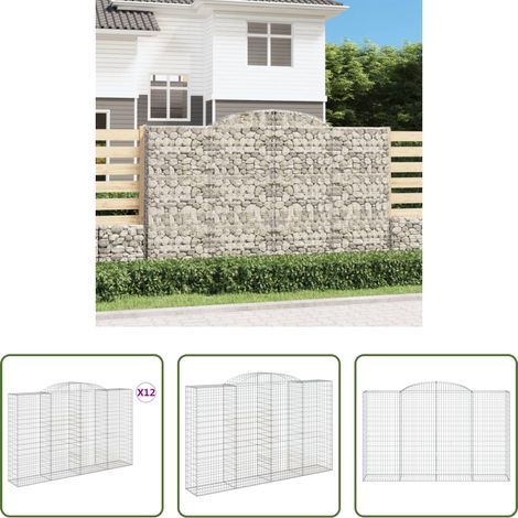 Schalldämmung -  Gabionen mit Hochbogen 12 Stk 300x50x180/200cm Verzinktes Eisen (1/5)