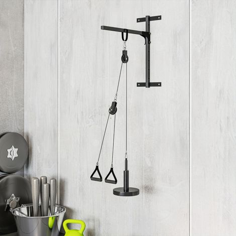 Sistema de poleas para gimnasio (50x20.5x10 cm), modos de entrenamiento alto y bajo, montaje rápido, acero negro (1/5)