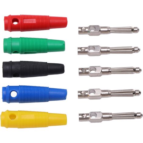 Lot de 10 fiches bananes mâles empilables 4 mm, 7 broches, 1000 V, 32 A, avec gaine souple pour câble audio (1/5)