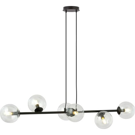 Lampadario Emibig Rossi 6 luci E14 nero vetro trasparente (1/5)