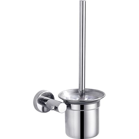 Brosse WC - Brosse WC - Sur pied et suspendue - Set de 2 - Brosse WC avec support - Sur pied - Acier inoxydable - 32128cm - argent (1/3)