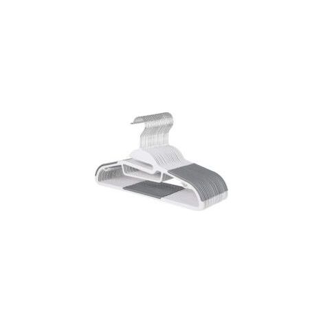 Lot de 10 cintres en plastique (ouverture en forme de S) avec barre horizontale en caoutchouc antidérapant pivotant à 306° pour adultes, cintres robustes pour costumes, vêtements humides (1/4)