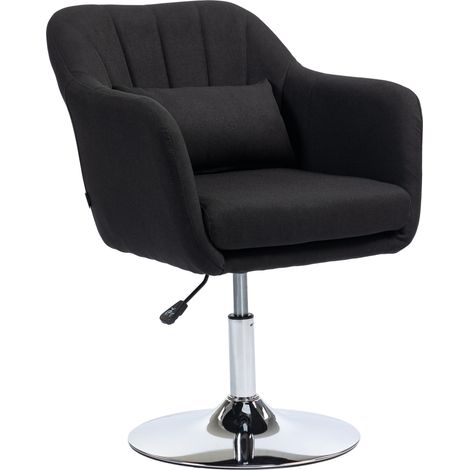 Chaise pivotante bureau hauteur ajustable lin polyester métal noir 60x60x79-91 cm