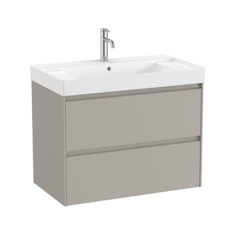 MUEBLE LAVABO CENTRADO BLANCO 800X460 ONA STANDARD 2 CAJONES LED GRIS ARENA