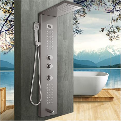 Ensemble de douche mitigeur thermostatique intelli Panneau de douche à affichage numérique de la température , Jets du système de massage corporel , Colonne de douche serviette Salle de bains Bain Dou (1/5)