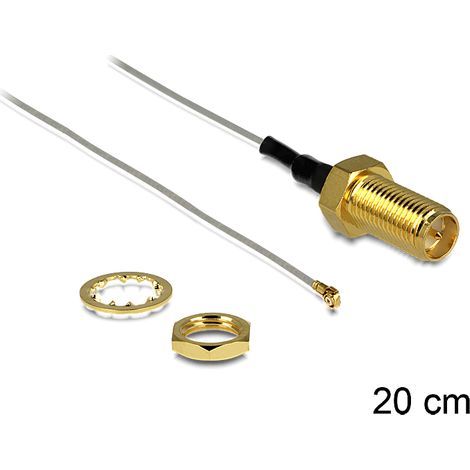 Delock antenna cable rp-sma jack bulkhead  mhf iii/u.fl-lp-040 compatible plug 200 mm 0.81