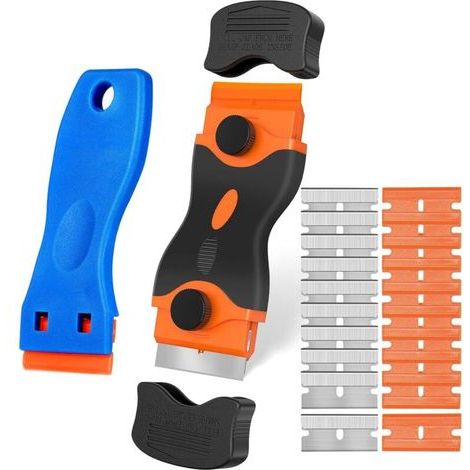 Ensemble Outils de Grattoir avec Double Tête, 20 Lames pour Nettoyage Plaque Vitrocéramique et Films de Voiture (1/5)
