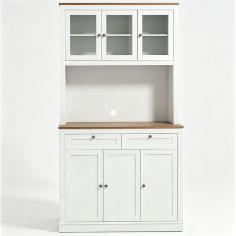 Aparador de cocina 100x40x180 cm de MDF blanco con almacenaje integrado – MEUBLIV (1/5)