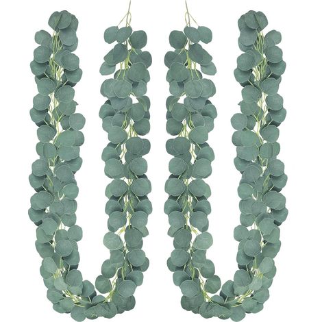 2 Stück künstliche Eukalyptus-Kranz-Ranken-Girlande, 1,8 m, 146 Eukalyptusblätter, künstlicher Pflanzen-Eukalyptus-Kranz, für Hochzeit, Garten, zum Aufhängen, Wanddekoration