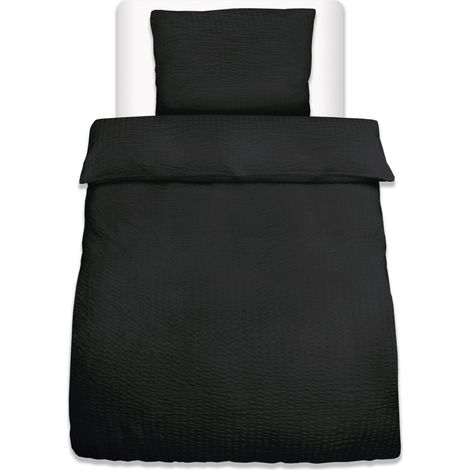 Beautissu Seersucker Bettwäsche Meline (2tlg.)	Schwarz, 200x135 cm