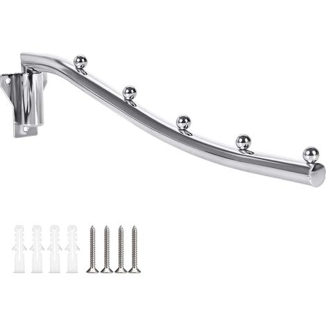 Cintre Pliable Mural, Support Cintre Mural Pliable, Étendoir Porte-Manteaux Pliant Rotation 180° Porte-vêtements Pliable Mural Sechoir a Linge Mural pour Balcon Salle Bains Buanderie Chambre Salon
